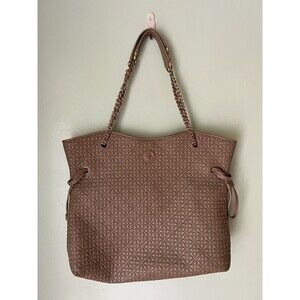 Tory Burch Marion Quilted Chains Large Tote Bag Taupe